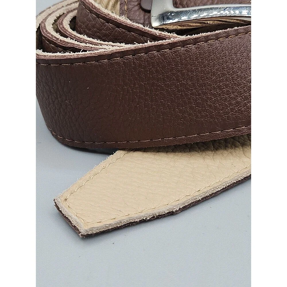 Crescent Reversible Brown Tan Soft Leather Belt Size 36 Hand Made In USA 1.5